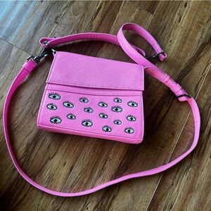 Min & Mon Anastasio Micro Crossbody Handbag Bubblegum Pink Leather - Eyes